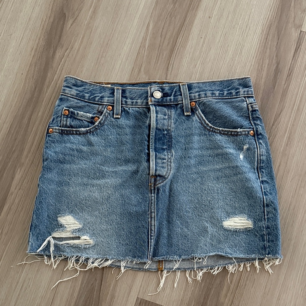 Levi's Blue Distressed Mini Skirt